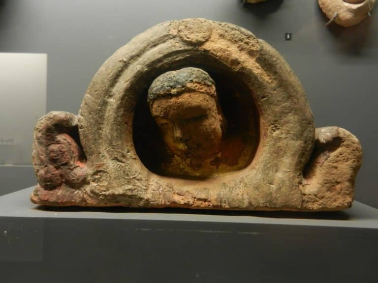 Indian influence in a decoration of a Funan building's exterior